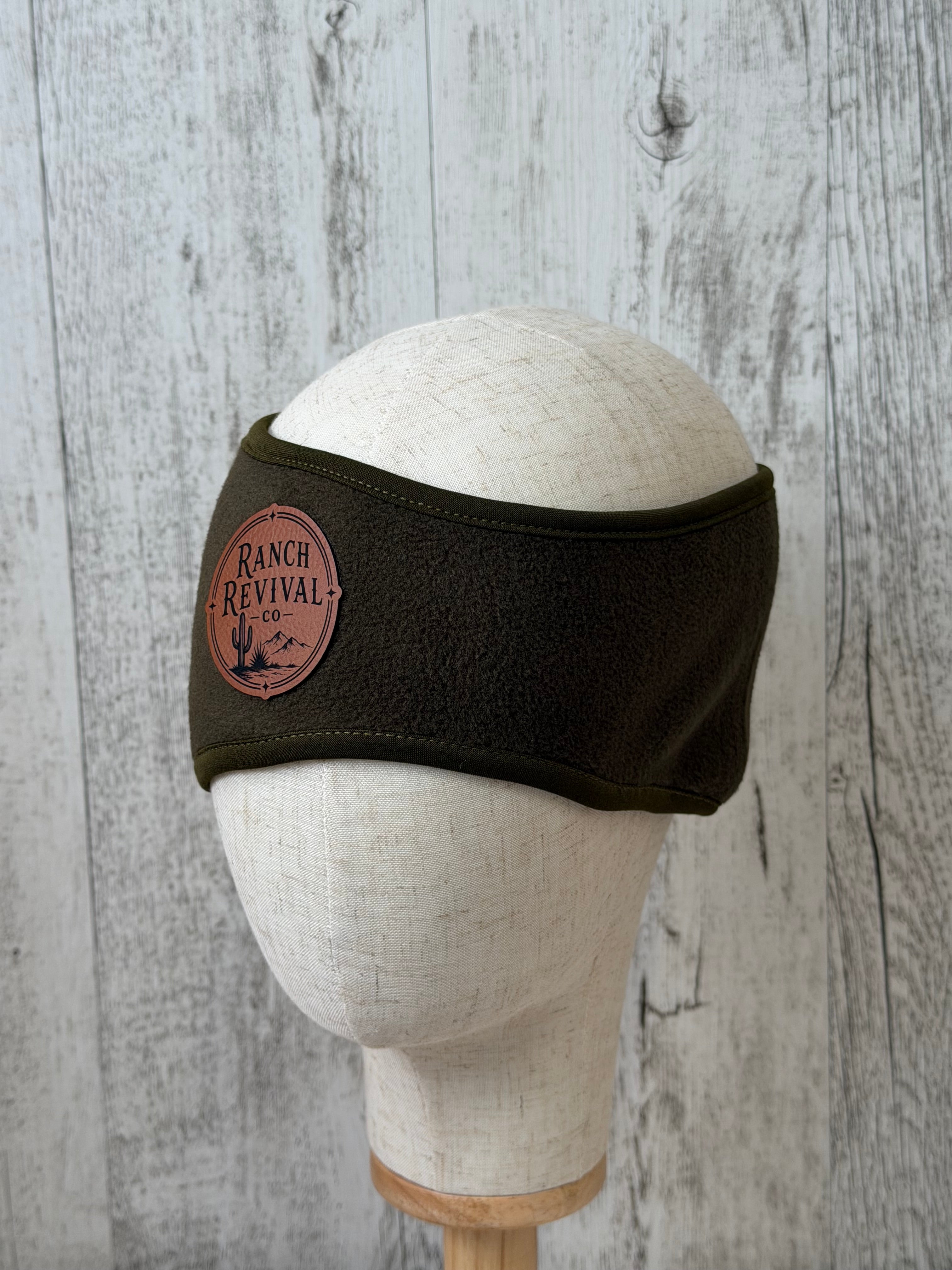 Polar Fleece Ear Warmer – Olive (Single Lined)