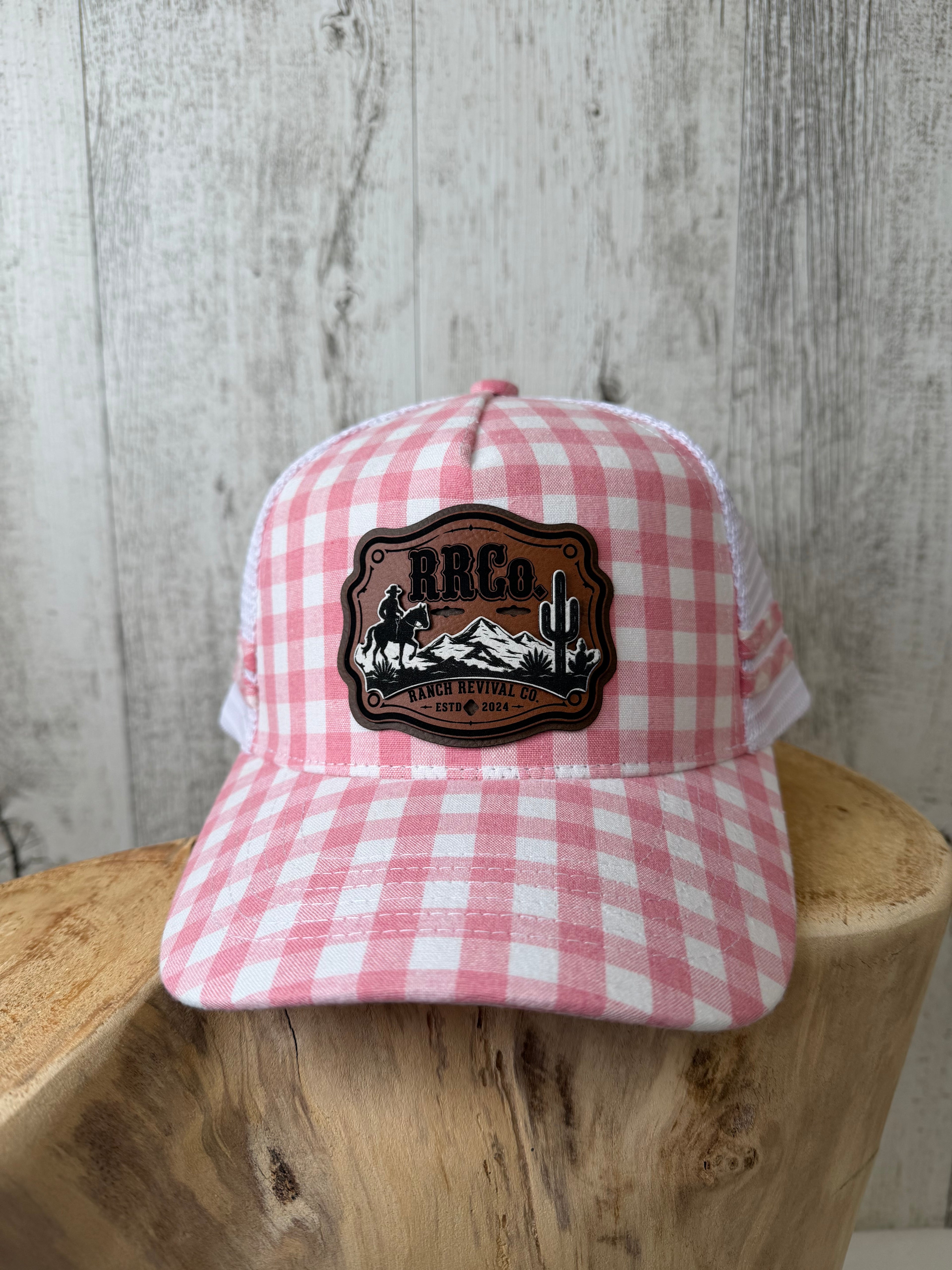 RRCo. Desert Rider Trucker Cap — Pink Gingham Ladies Fit