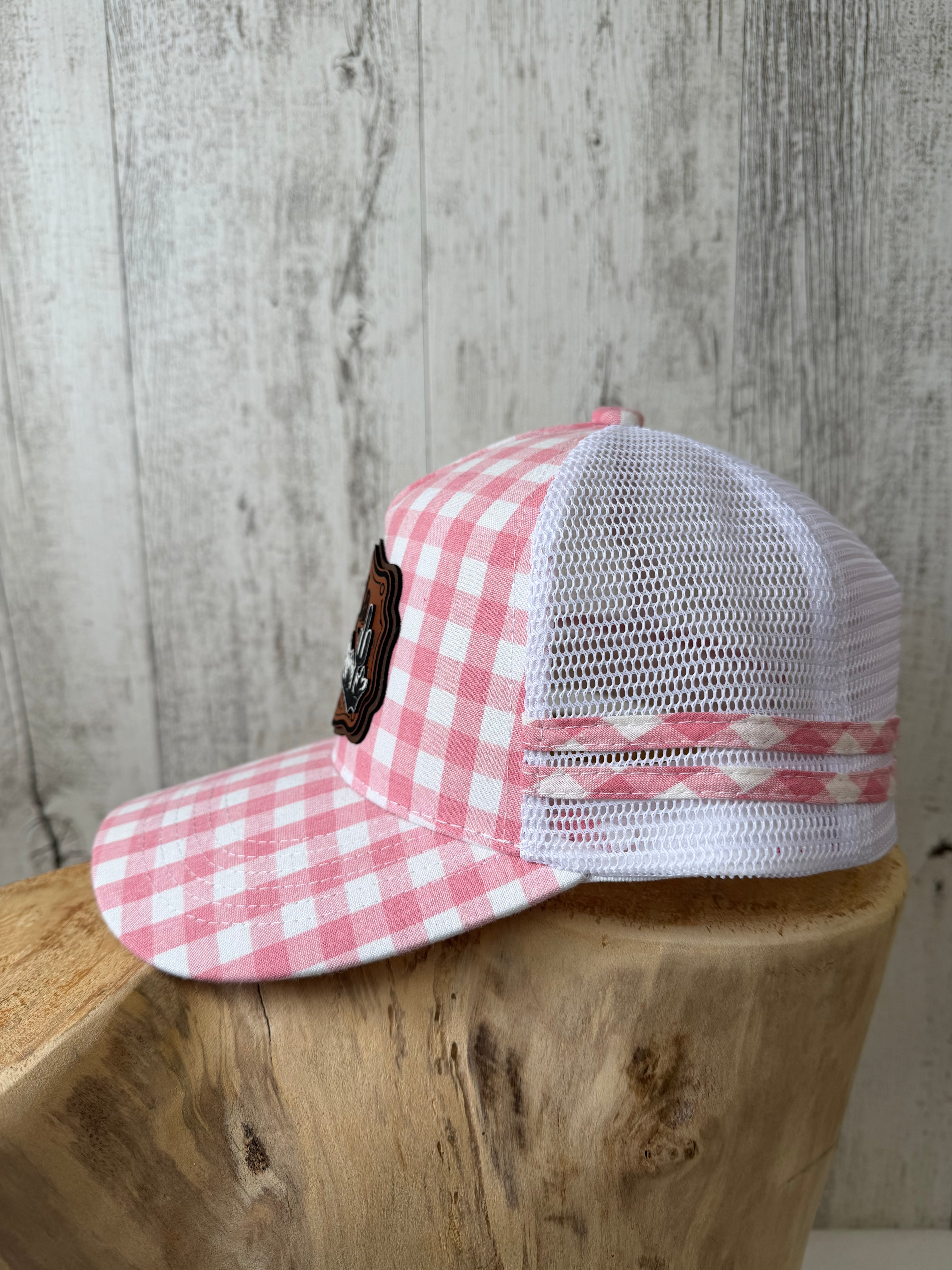 RRCo. Desert Rider Trucker Cap — Pink Gingham Ladies Fit